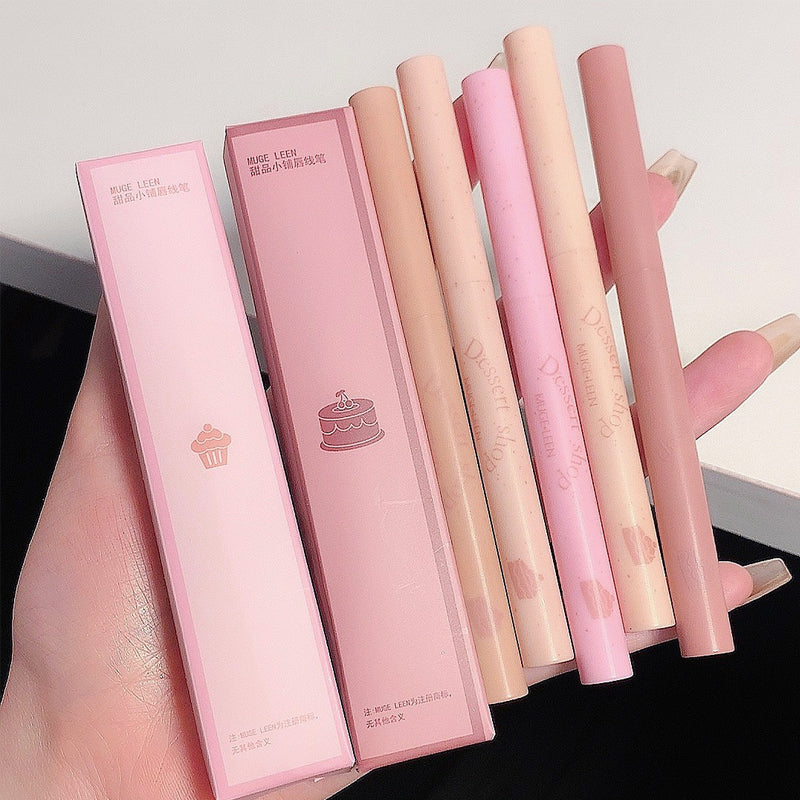 Dessert Lip Liner, Automatic Rotating Lipstick Pen, Waterproof Lasting No Color Outline Lip Definer, Smooth Precision