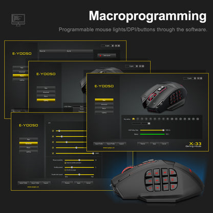 RGB Wireless Gaming Mouse 16000 DPI USB 2.4G, 16 Programmable Buttons, Optical Game Mice for Laptop PC