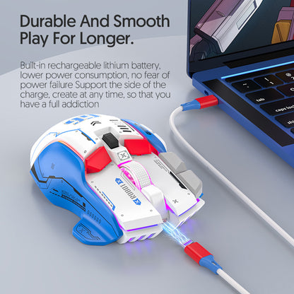 Gaming Mouse Wireless Rechargeable, Tri Mode Connection, Silent Operation, One Click Return Desktop PC