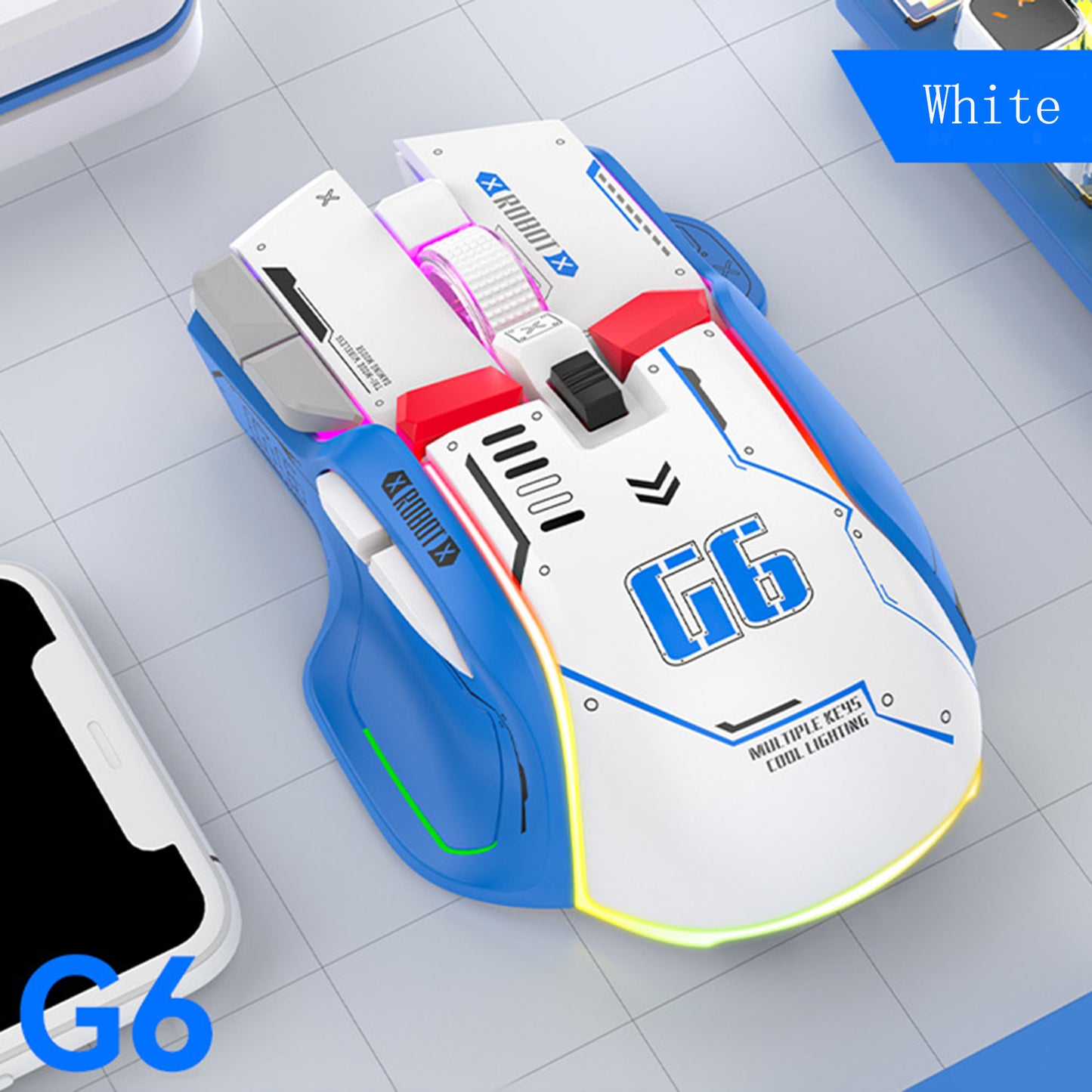 Gaming Mouse Wireless Rechargeable, Tri Mode Connection, Silent Operation, One Click Return Desktop PC
