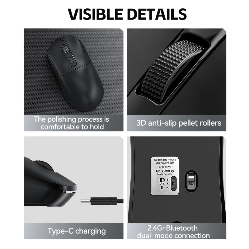 RGB Backlight 2.4G Wireless Mouse for Laptop, Free Non Slip Stickers, Business Office Use, PC Computer Accessory