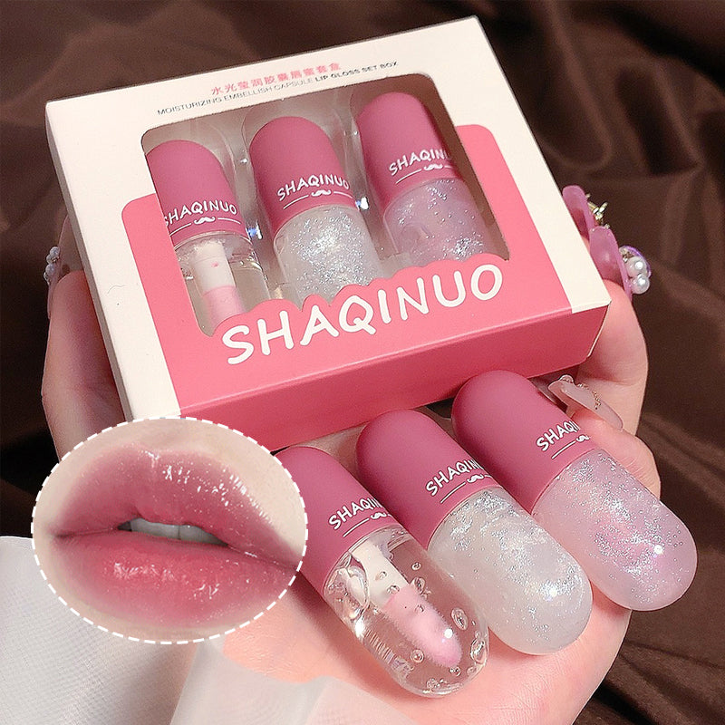 Capsule Lip Honey Kit Moisturizes Mirror Surface Sparkling Transparent Glass Lip Oil Hydrating Clea 1
