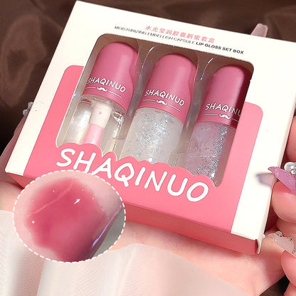 Capsule Lip Honey Kit Moisturizes Mirror Surface Sparkling Transparent Glass Lip Oil Hydrating Clea 2