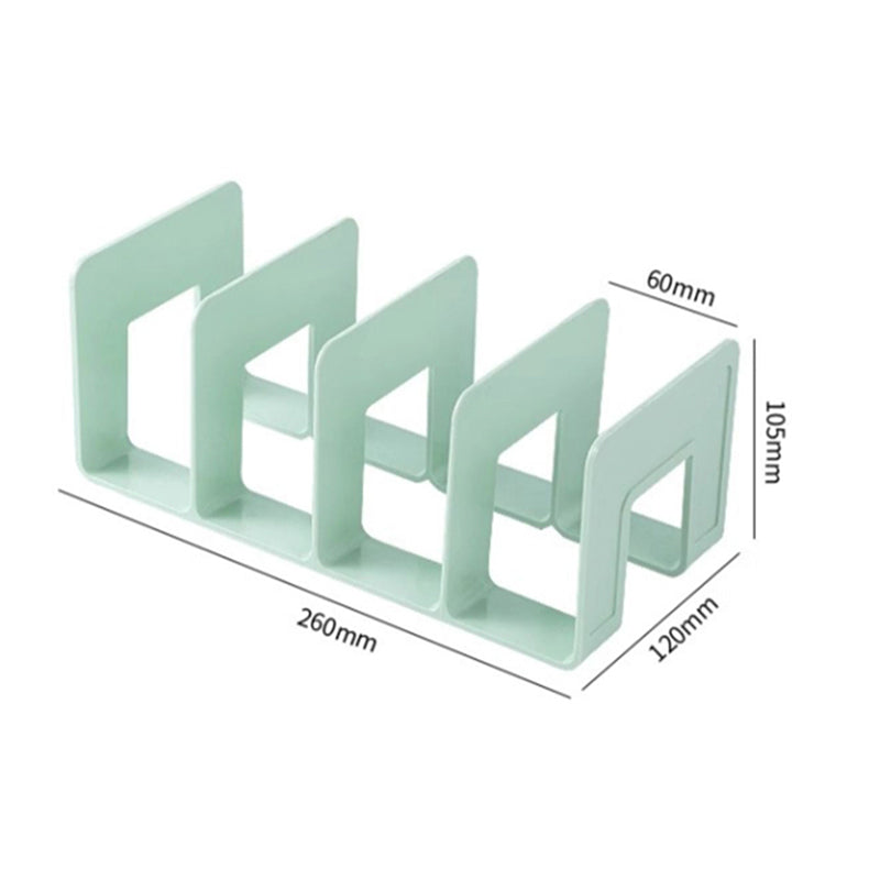 4 Grid Bookends Stand, Sturdy Bookshelf Desktop Decor & Storage Rack Book Holder for School, Office & Home Organization