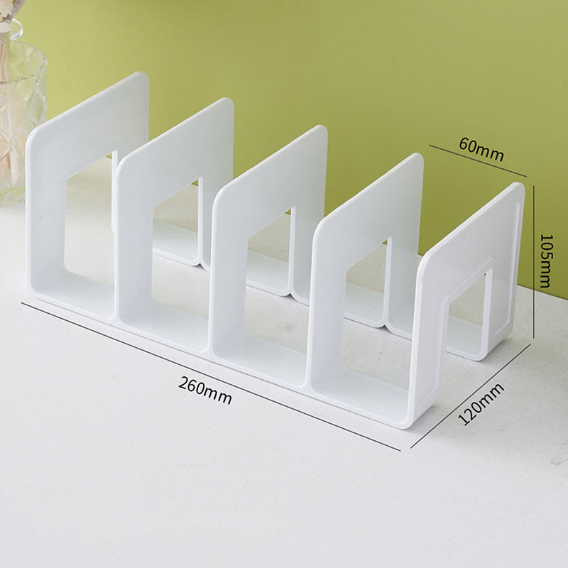 4 Grid Bookends Stand, Sturdy Bookshelf Desktop Decor & Storage Rack Book Holder for School, Office & Home Organization