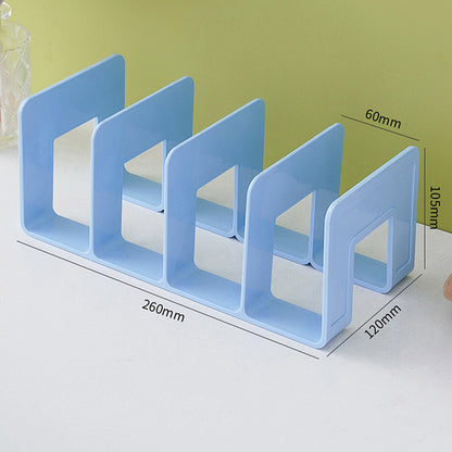 4 Grid Bookends Stand, Sturdy Bookshelf Desktop Decor & Storage Rack Book Holder for School, Office & Home Organization