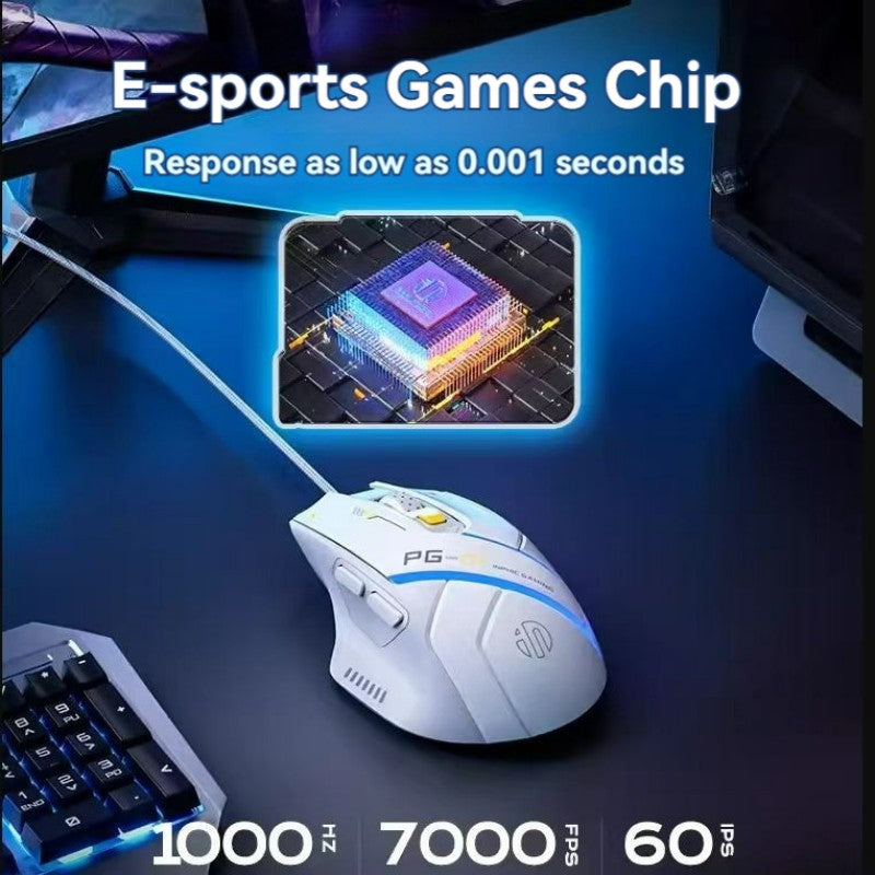 Wired Gaming Mouse RGB, Macro Programmable, 6 Button Computer Mouse, 1000Hz High Polling Rate