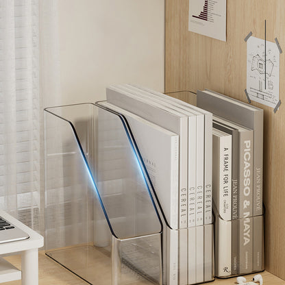 Convenient Clear Acrylic Bookends, Single Slot Desk Organizer for Books, Documents & Study Supplies