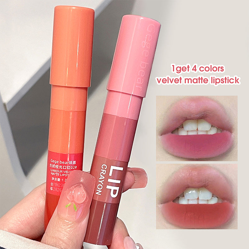 4-Color Matte Velvet Mist Lipstick, Waterproof Non-Stick Cup, Long-Lasting Wear Lipstick For Women, Smooth Velvet Finish