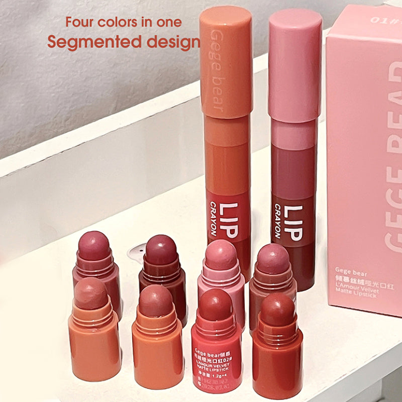 4-Color Matte Velvet Mist Lipstick, Waterproof Non-Stick Cup, Long-Lasting Wear Lipstick For Women, Smooth Velvet Finish