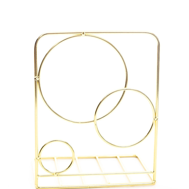 Nordic Style Rose Gold Ironwork Round Bookends, Creative Home & Office Desk Storage Racks