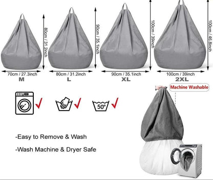Cotton Linen Bean Bag Chair Cover Unfilled Pouf Ottoman Floor Lounger 2