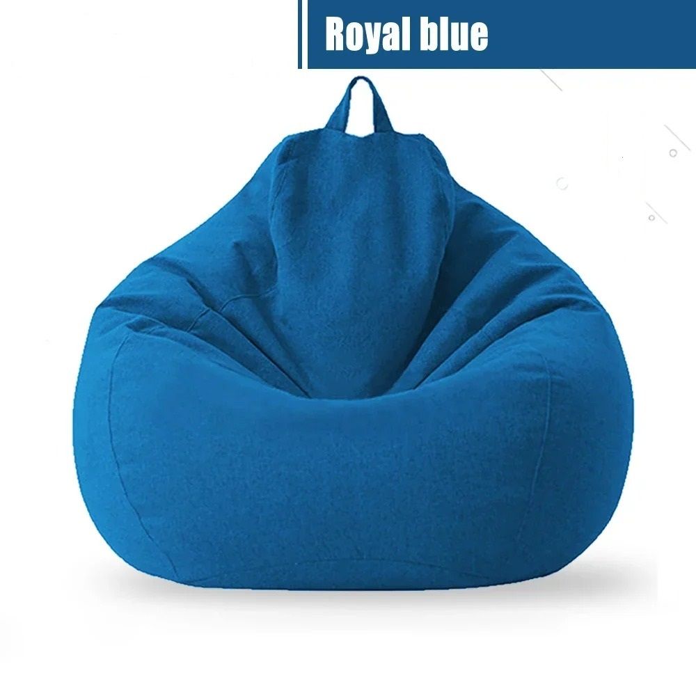 Cotton Linen Bean Bag Chair Cover Unfilled Pouf Ottoman Floor Lounger 8