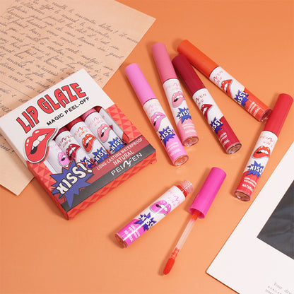 Tear Off Lip Gloss Liquid Lip Glaze Smudge Proof Lip Tint Fade Resistant Nonstick Cup Full Coverage 2