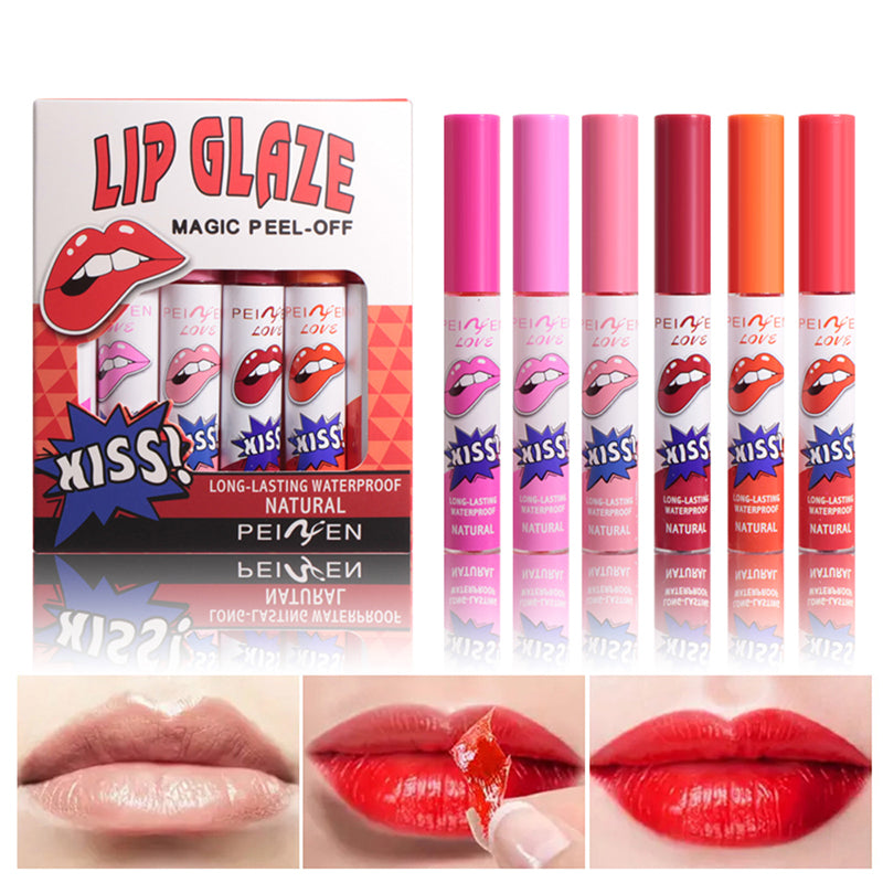 Tear Off Lip Gloss Liquid Lip Glaze Smudge Proof Lip Tint Fade Resistant Nonstick Cup Full Coverage 4