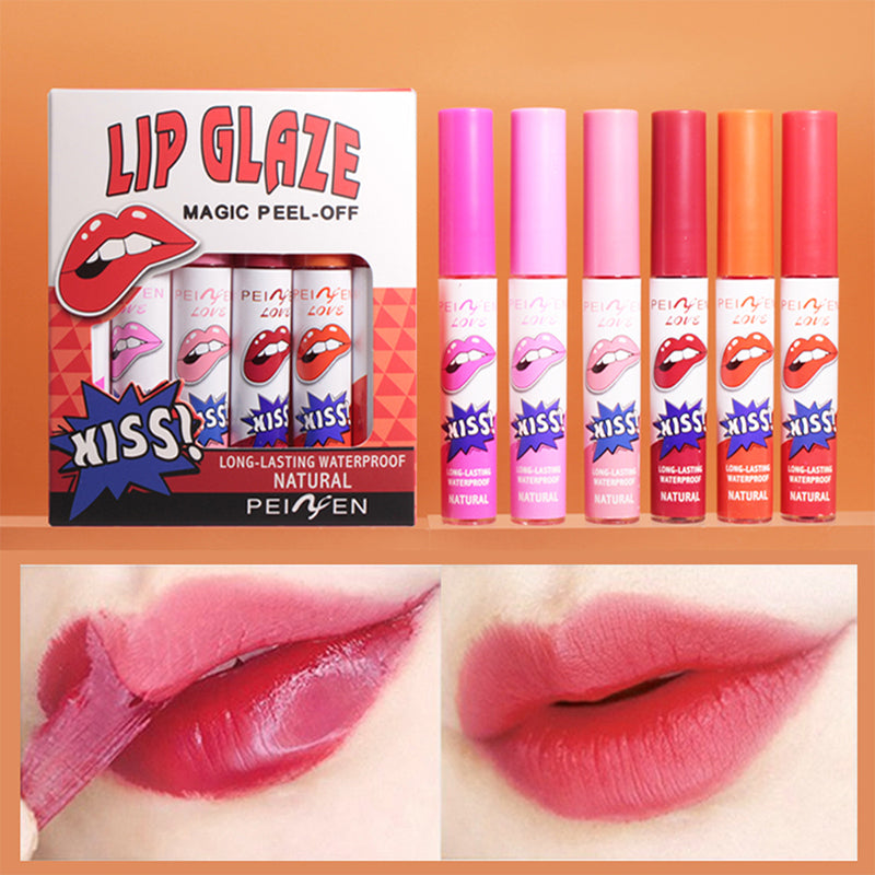 Tear Off Lip Gloss Liquid Lip Glaze Smudge Proof Lip Tint Fade Resistant Nonstick Cup Full Coverage 5