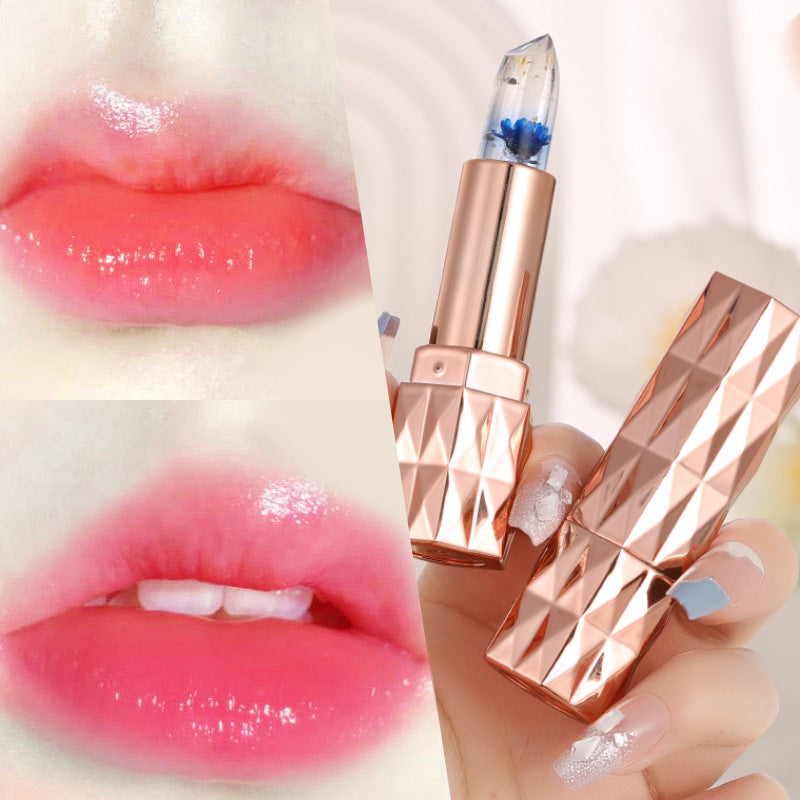 Jelly color-changing lipstick, flower lip balm, warm and long-lasting hydration, moisturizing, non-sticky