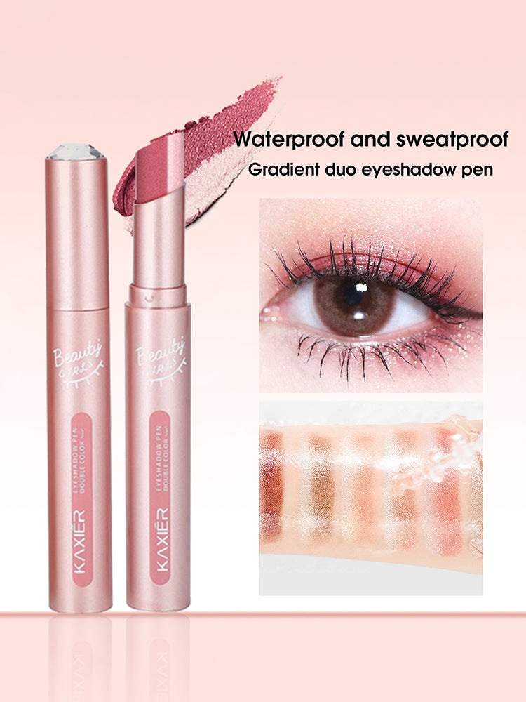 Waterproof Gradient Eyeshadow Stick TwoColor Pen Sweatproof Pearlescent Fine Shine Smudge Free Long 6