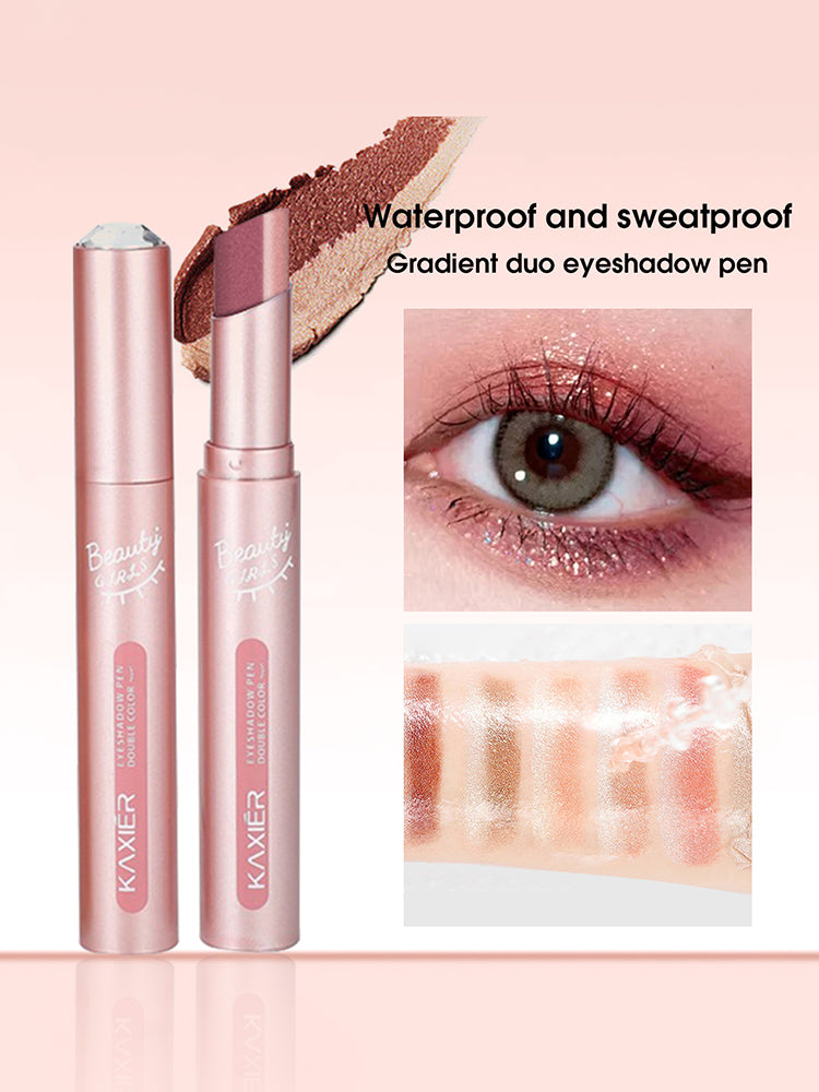 Waterproof Gradient Eyeshadow Stick TwoColor Pen Sweatproof Pearlescent Fine Shine Smudge Free Long 7