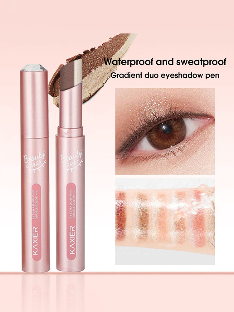 Waterproof Gradient Eyeshadow Stick TwoColor Pen Sweatproof Pearlescent Fine Shine Smudge Free Long 8