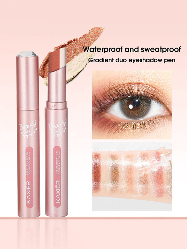 Waterproof Gradient Eyeshadow Stick TwoColor Pen Sweatproof Pearlescent Fine Shine Smudge Free Long 9