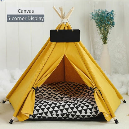 Cozy Pet Teepee Tent With Cushion And Blackboard For Cats And Small Dogs 11