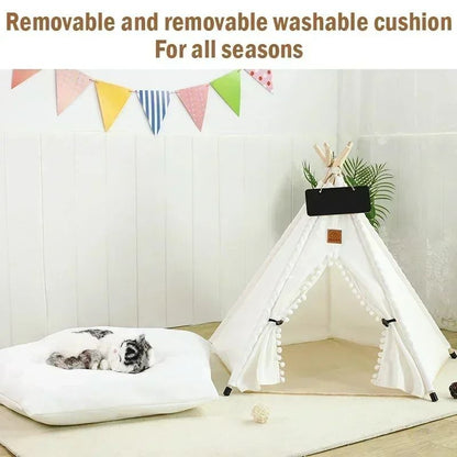Cozy Pet Teepee Tent With Cushion And Blackboard For Cats And Small Dogs 2