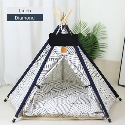 Cozy Pet Teepee Tent With Cushion And Blackboard For Cats And Small Dogs 6