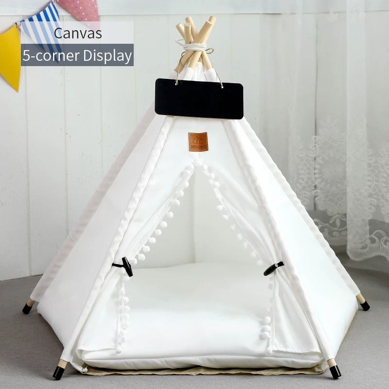Cozy Pet Teepee Tent With Cushion And Blackboard For Cats And Small Dogs 7