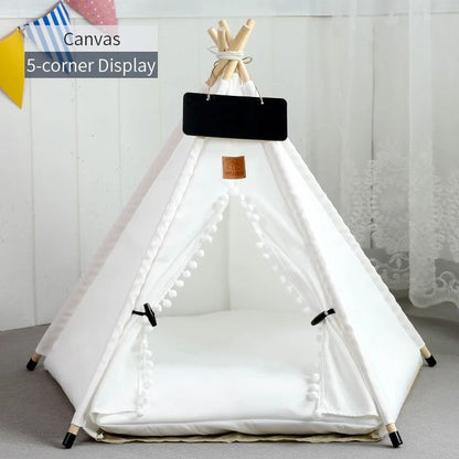 Cozy Pet Teepee Tent With Cushion And Blackboard For Cats And Small Dogs 7