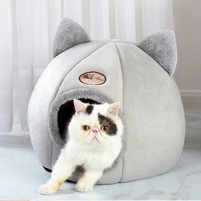 Warm Winter Cat Cave Bed With Removable Cushion 4