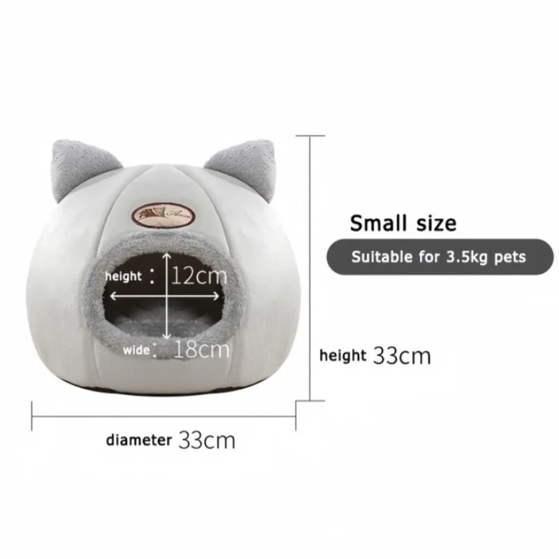 Warm Winter Cat Cave Bed With Removable Cushion 7