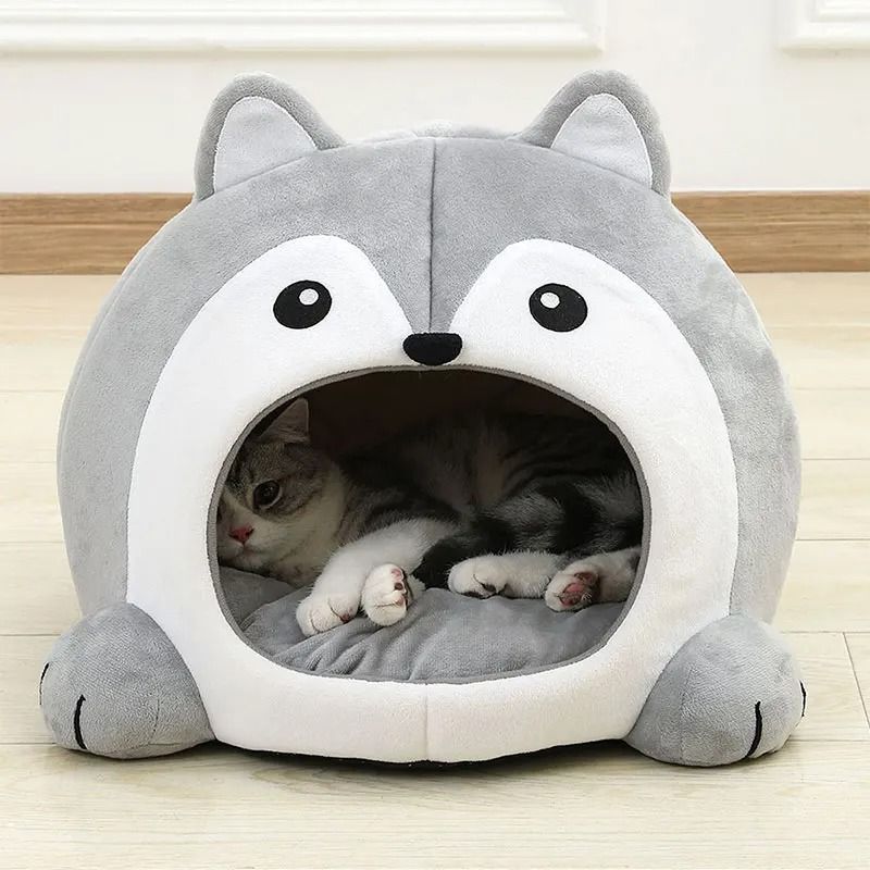Plush Pet Bed Sofa Cushion Cave Style Lounger for Cats and Small Dogs