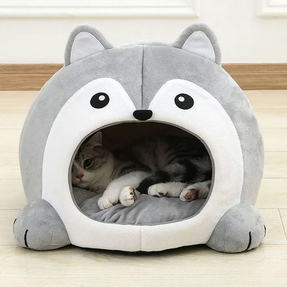 Plush Pet Bed Sofa Cushion Cave Style Lounger for Cats and Small Dogs