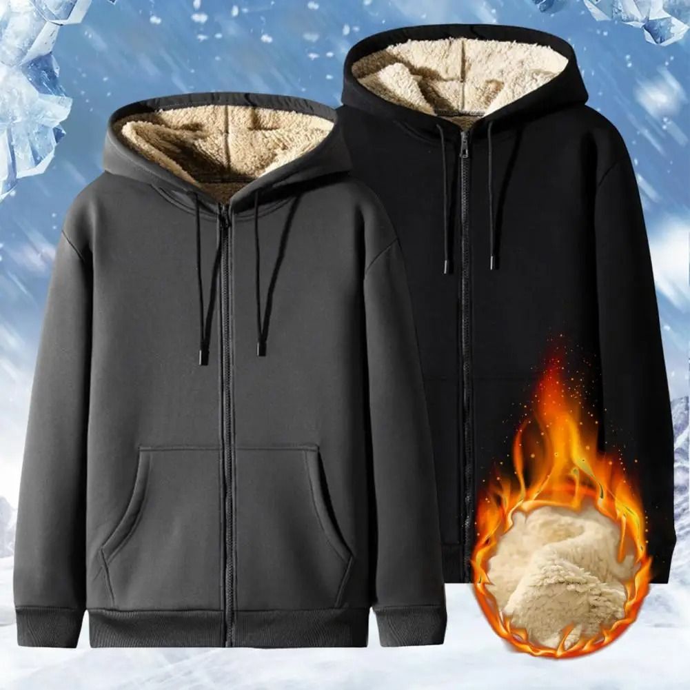 Unisex Lamb Wool Zipper Jacket With Plush Lining And Front Pockets For Winter Warmth 2