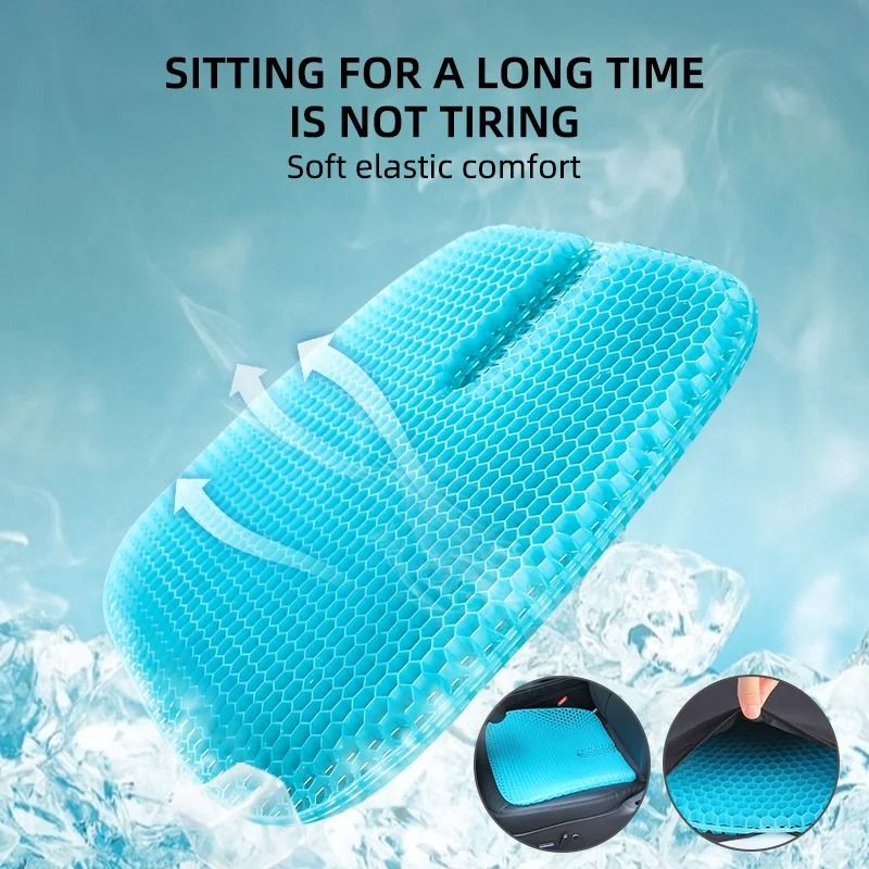 TPE Gel Seat Cushion Honeycomb Double Layer Square Pad for Office Chair Car Seat and Breathable Cooling Comfort