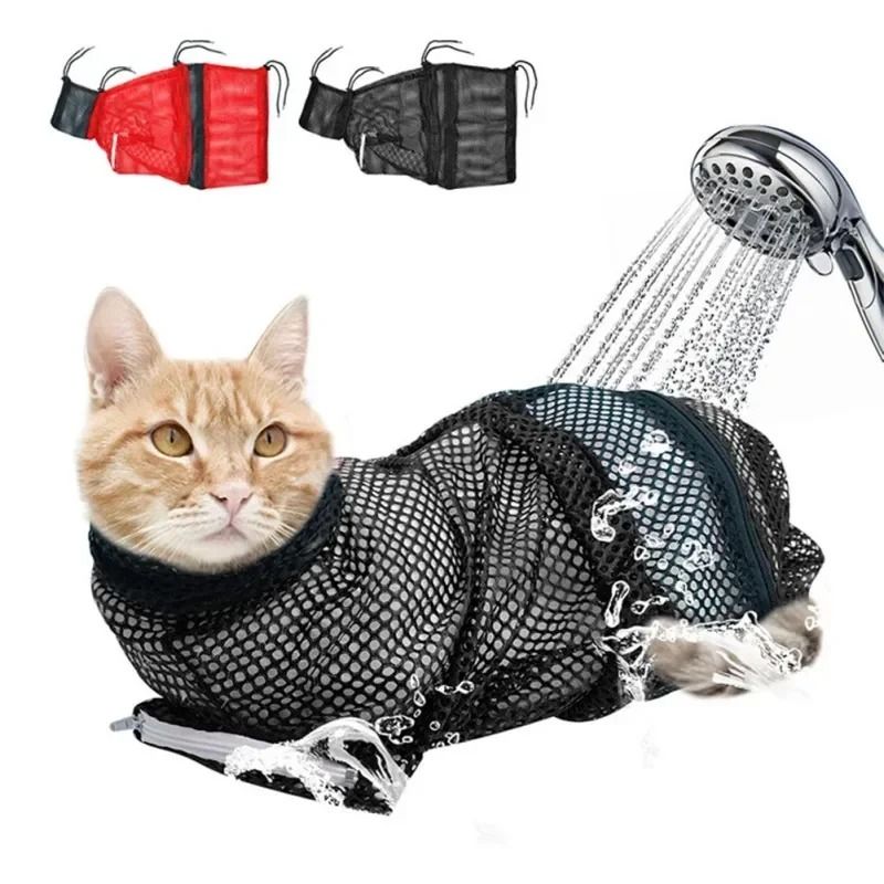 Cat Grooming Restraint Bag for Bathing Nail Trimming and Anti Scratch Bite Protection with Adjustable Mesh Design