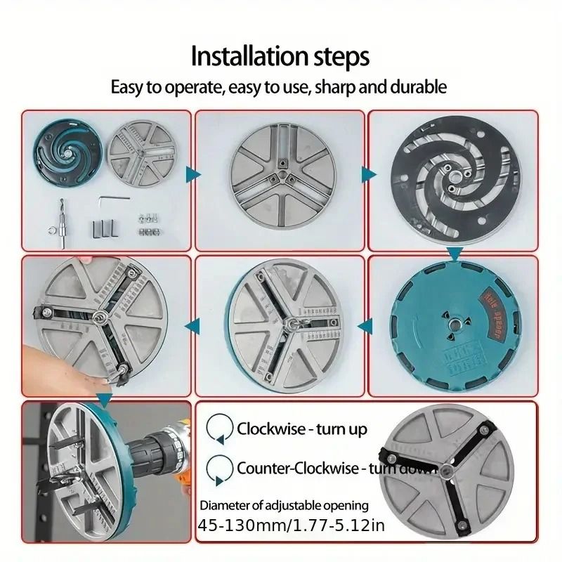 Adjustable Multifunction Hole Opener Drill Tool For Wood Drywall Plastic And Metal Plate Punching 4
