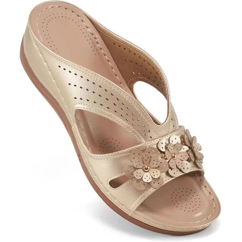 Womens Flower Hollow Wedge Slippers Comfortable Platform Sandals Non Slip Casual Beach Shoes Plus S 2
