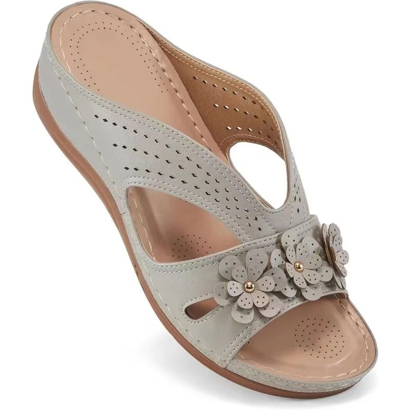 Womens Flower Hollow Wedge Slippers Comfortable Platform Sandals Non Slip Casual Beach Shoes Plus S 4