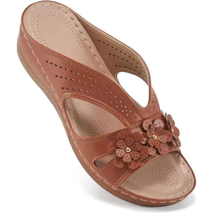 Womens Flower Hollow Wedge Slippers Comfortable Platform Sandals Non Slip Casual Beach Shoes Plus S 6