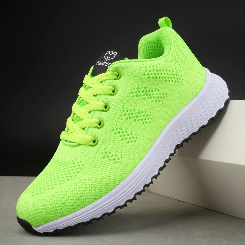 Womens Breathable Knit Sneakers Lightweight Casual Lace Up Walking Shoes For Outdoor Daily Comfort 2