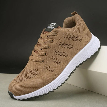 Womens Breathable Knit Sneakers Lightweight Casual Lace Up Walking Shoes For Outdoor Daily Comfort 4