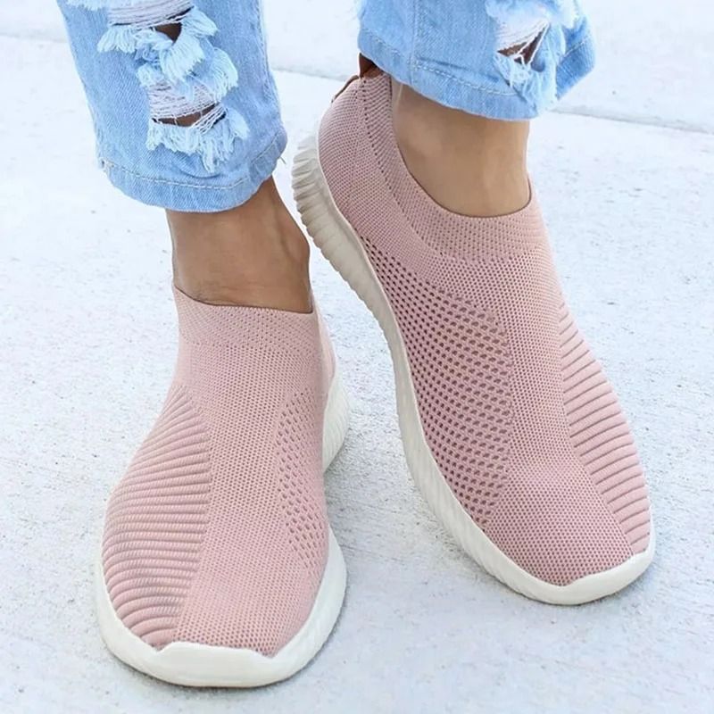 Womens Slip On Casual Sneakers Lightweight Vulcanized Sports Shoes Comfortable White Walking Sneake 4