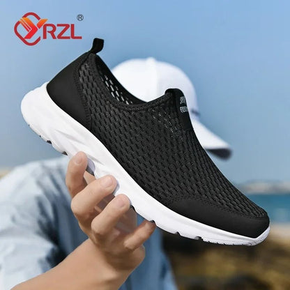 YRZL Mens Breathable Mesh Sneakers Lightweight Casual Outdoor Walking Non Slip Loafers In Plus Size 2