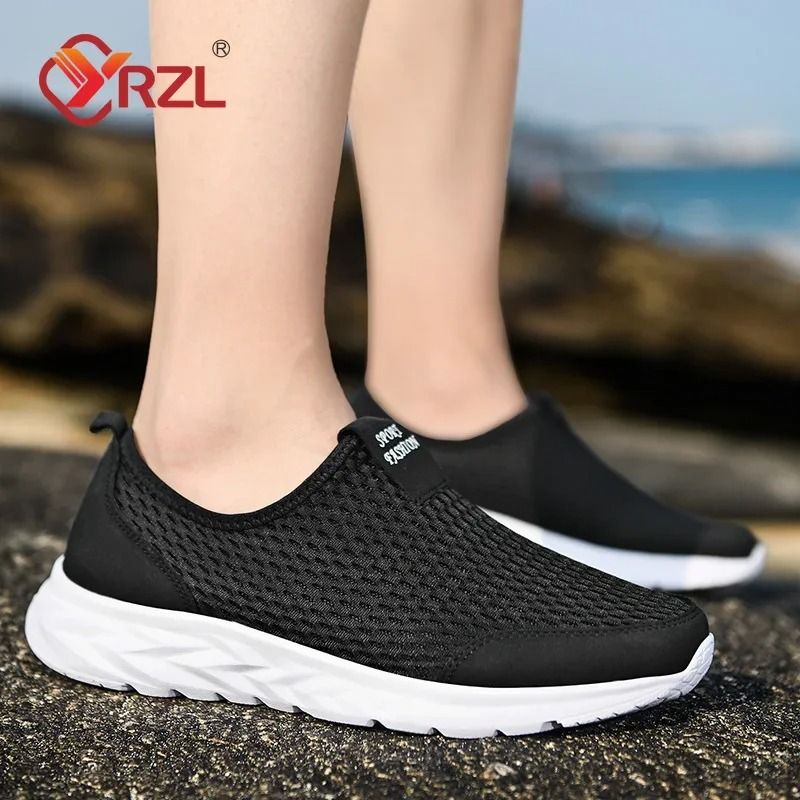 YRZL Mens Breathable Mesh Sneakers Lightweight Casual Outdoor Walking Non Slip Loafers In Plus Size 3