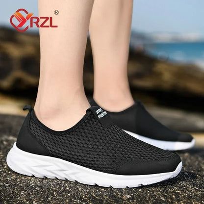 YRZL Mens Breathable Mesh Sneakers Lightweight Casual Outdoor Walking Non Slip Loafers In Plus Size 3