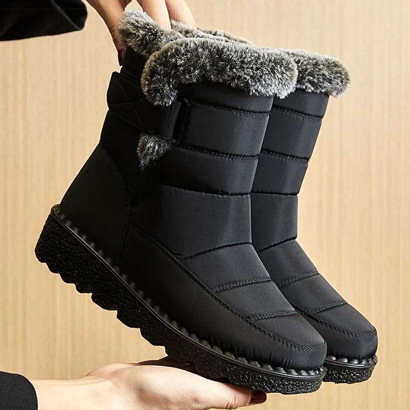 Womens Waterproof Fur Lined Winter Boots 2024 Ankle Snow Shoes With Low Heel For Cold Weather Comfo 1