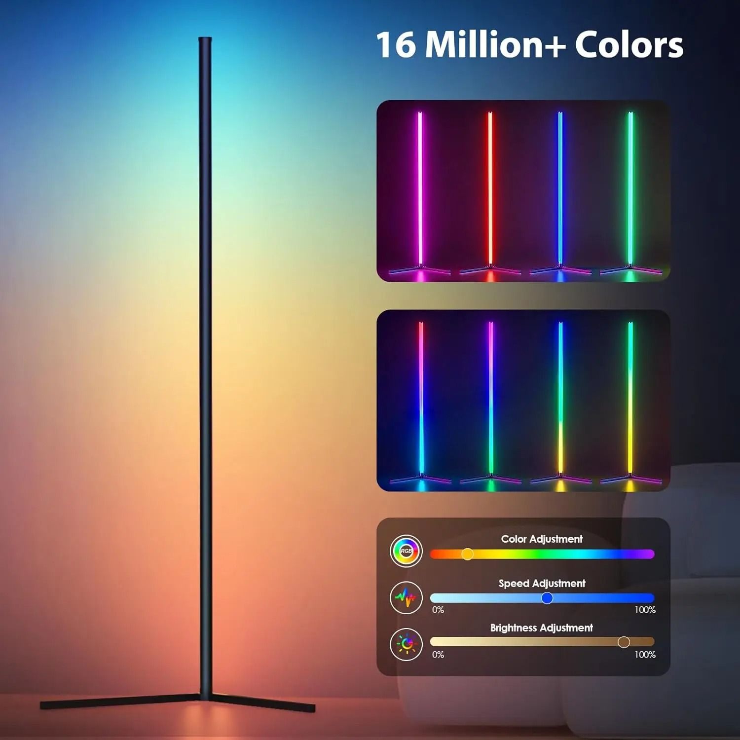 RGB Color Changing Floor Lamp With Music Sync Standing Light For Bedroom Living Room Ambience And M 2