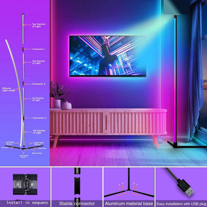 RGB Color Changing Floor Lamp With Music Sync Standing Light For Bedroom Living Room Ambience And M 6